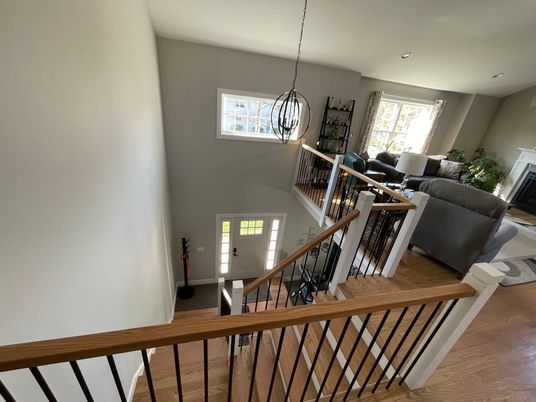 Fireplace, Interior, Living room, Pendant Lights, Recessed Lighting, Wood Texture Flooring