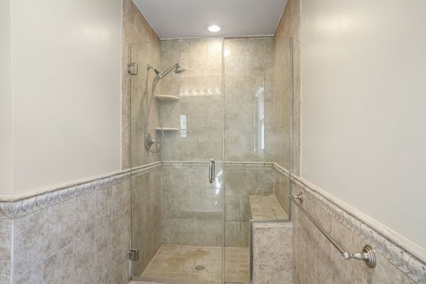 Bathroom, Glass Shower, Interior, Recessed Lighting