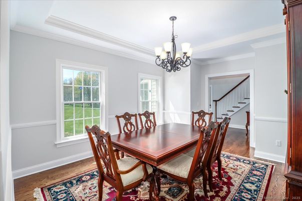 Chandelier, Dining room, Interior, Wood Texture Flooring