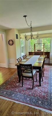 Chandelier, Dining room, Interior, Wood Texture Flooring