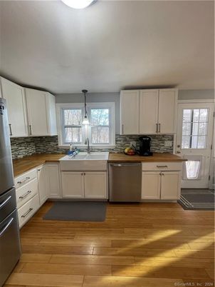 Interior, Kitchen, Pendant Lights, Stainless Steel Appliances, Wood Texture Flooring