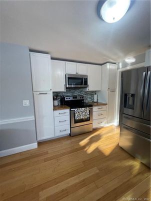 Interior, Kitchen, Stainless Steel Appliances, Wood Texture Flooring
