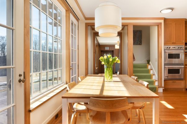 Dining room, Interior, Kitchen, Stainless Steel Appliances, Wood Texture Flooring