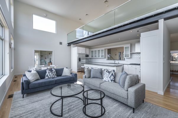 Interior, Kitchen, Living room, Recessed Lighting, Wood Texture Flooring