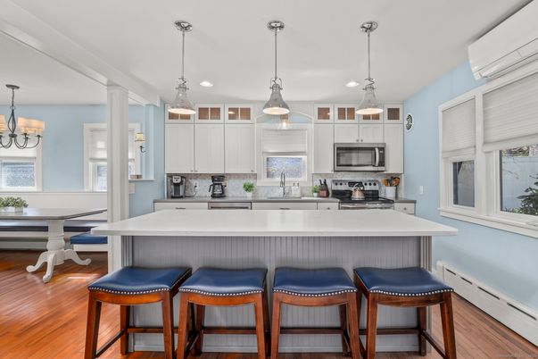 Interior, Kitchen, Pendant Lights, Recessed Lighting, Wood Texture Flooring