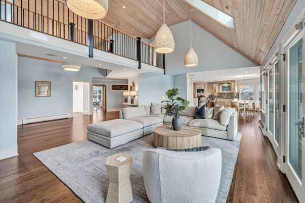 Dining room, Interior, Kitchen, Living room, Pendant Lights, Recessed Lighting, Wooden Ceilings, Wood Texture Flooring
