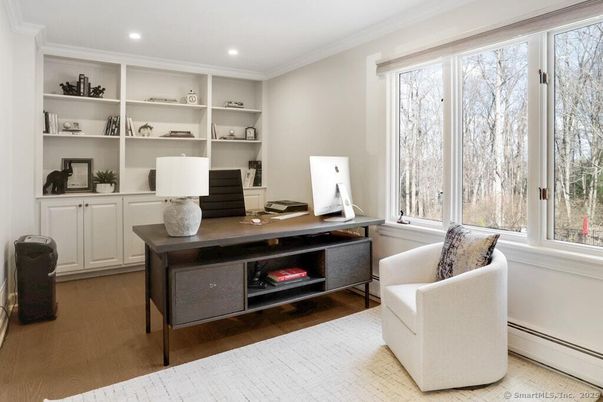Home Office, Interior, Recessed Lighting, Wood Texture Flooring