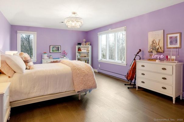 Bedroom, Chandelier, Interior, Wood Texture Flooring