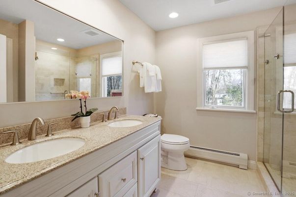 Bathroom, Dual Sink Vanities, Glass Shower, Interior, Recessed Lighting