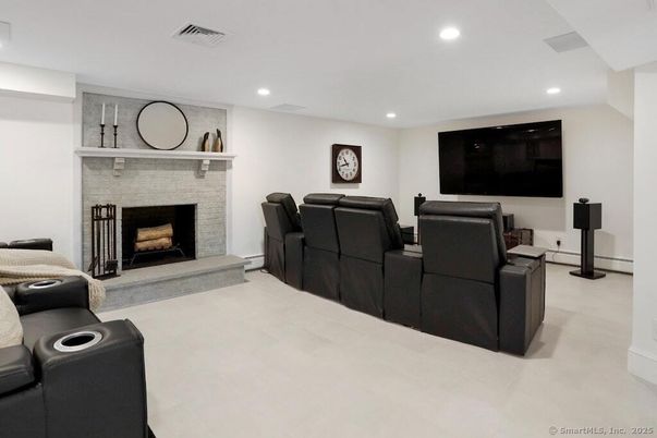Home Theatre Room, Fireplace, Interior, Recessed Lighting, Theatre Room