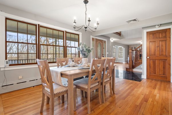 Chandelier, Dining room, Interior, Wood Texture Flooring