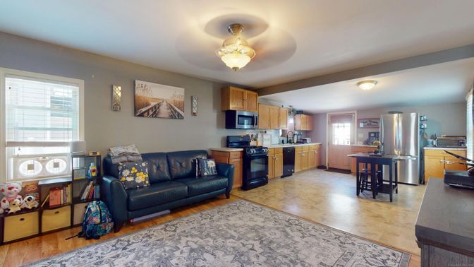 Interior, Kitchen, Stainless Steel Appliances, Wood Texture Flooring