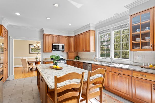 Dining room, Interior, Kitchen, Recessed Lighting, Stainless Steel Appliances, Wood Texture Flooring