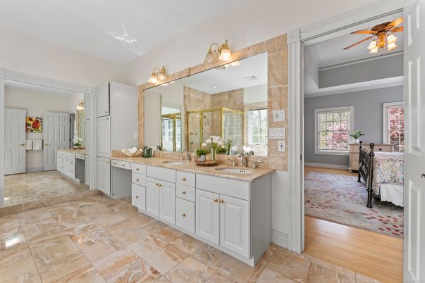 Bathroom, Dual Sink Vanities, Interior, Wood Texture Flooring