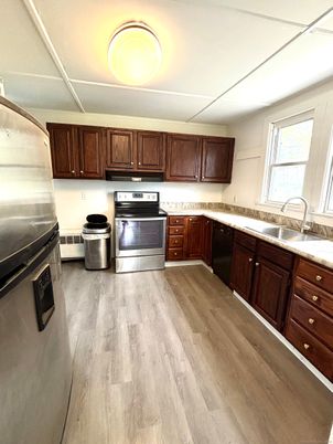 Interior, Kitchen, Stainless Steel Appliances, Wood Texture Flooring