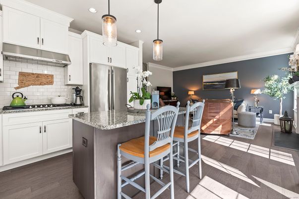 Interior, Kitchen, Living room, Pendant Lights, Recessed Lighting, Stainless Steel Appliances, Wood Texture Flooring