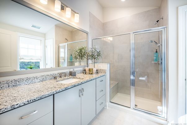 Bathroom, Dual Sink Vanities, Glass Shower, Interior, Recessed Lighting