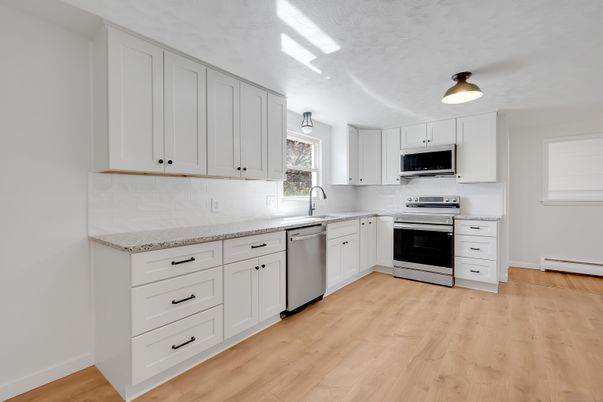Interior, Kitchen, Stainless Steel Appliances, Wood Texture Flooring