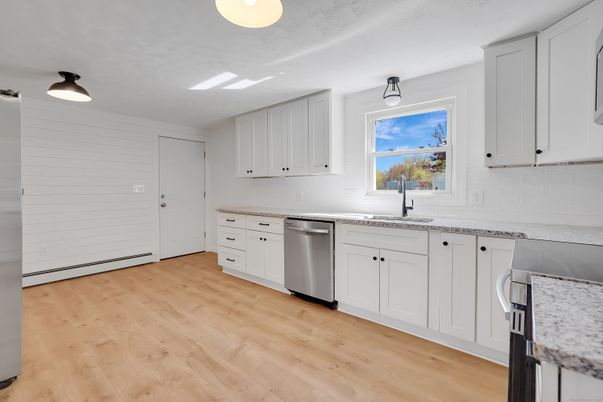 Interior, Kitchen, Stainless Steel Appliances, Wood Texture Flooring