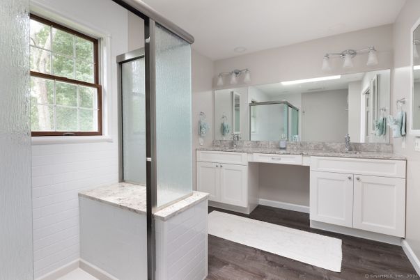 Bathroom, Dual Sink Vanities, Interior, Wood Texture Flooring