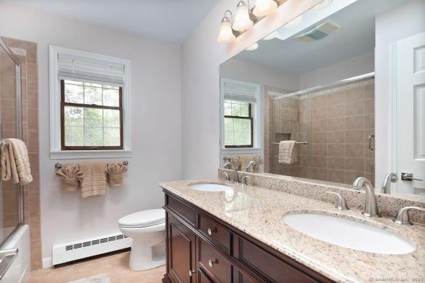 Bathroom, Dual Sink Vanities, Glass Shower, Interior