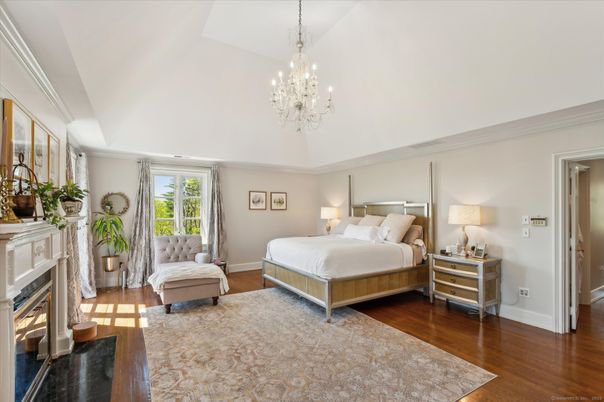 Bedroom, Chandelier, Interior, Wood Texture Flooring