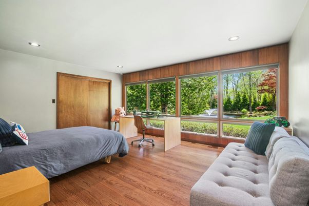 Bedroom, Home Office, Interior, Recessed Lighting, Wood Texture Flooring