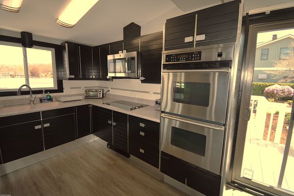 Interior, Kitchen, Stainless Steel Appliances, Wood Texture Flooring
