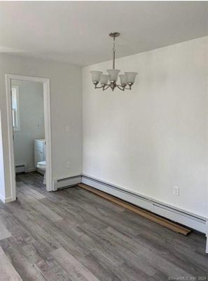 Bathroom, Chandelier, Empty room, Interior, Wood Texture Flooring