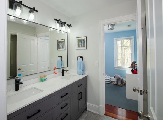 Bathroom, Dual Sink Vanities, Interior, Wood Texture Flooring