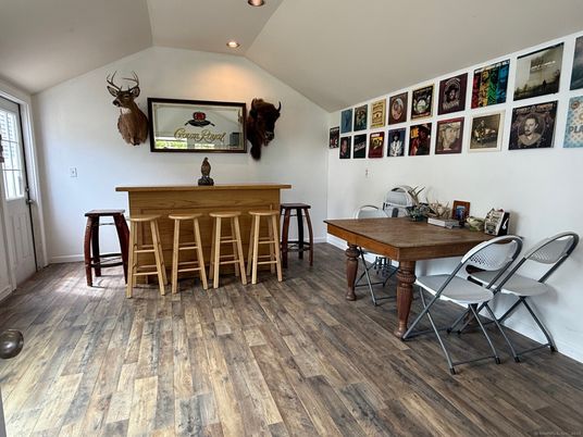 Dining room, Interior, Recessed Lighting, Wood Texture Flooring