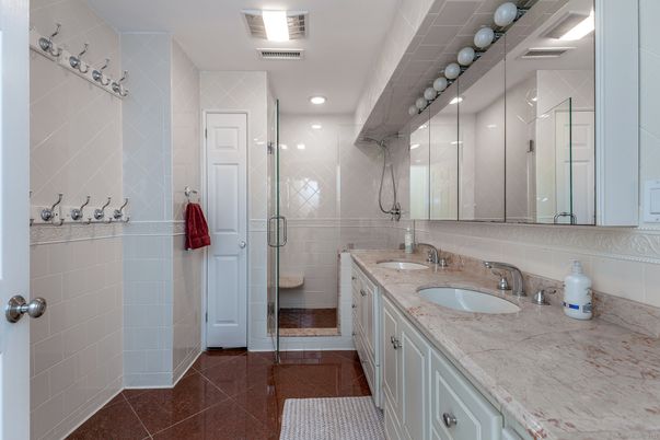 Bathroom, Glass Shower, Interior, Recessed Lighting