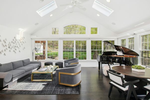 Interior, Living room, Piano, Recessed Lighting, Wood Texture Flooring