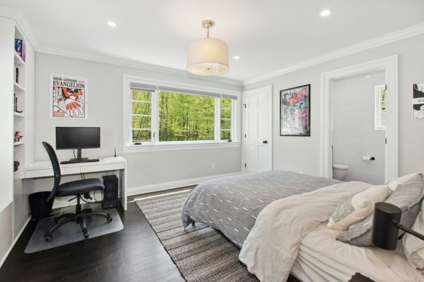 Bedroom, Home Office, Interior, Recessed Lighting, Wood Texture Flooring
