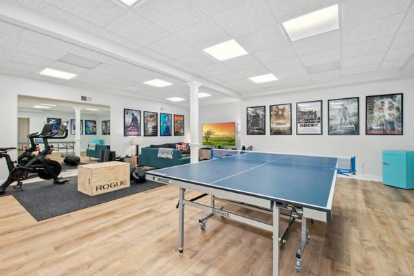 Fitness Equipment, Game Room, Interior, Recessed Lighting, Wood Texture Flooring