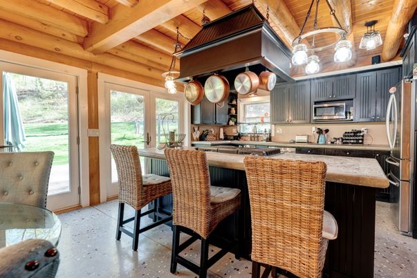 Interior, Kitchen, Pendant Lights, Stainless Steel Appliances, Wooden Beams, Wooden Ceilings