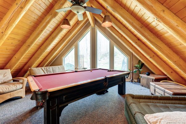 Billiard Table, Game Room, Interior, Wooden Beams, Wooden Ceilings