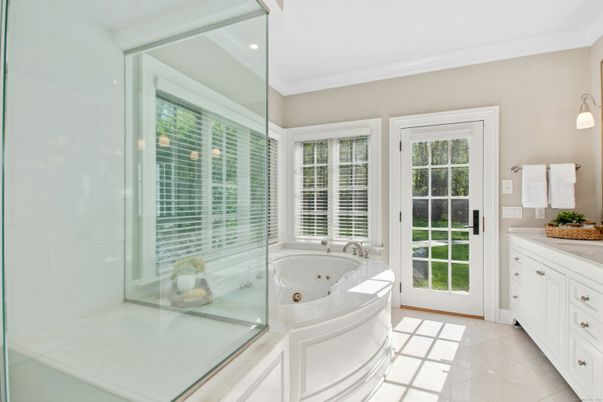Bathroom, Glass Shower, Interior, Recessed Lighting
