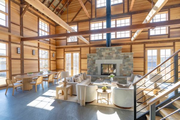Dining room, Fireplace, Interior, Living room, Wooden Beams, Wooden Ceilings, Wood Texture Flooring, Wooden Walls