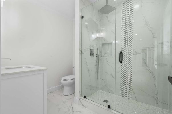 Bathroom, Glass Shower, Interior, Marble, Marble Walls