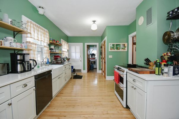 Interior, Kitchen, Stainless Steel Appliances, Wood Texture Flooring