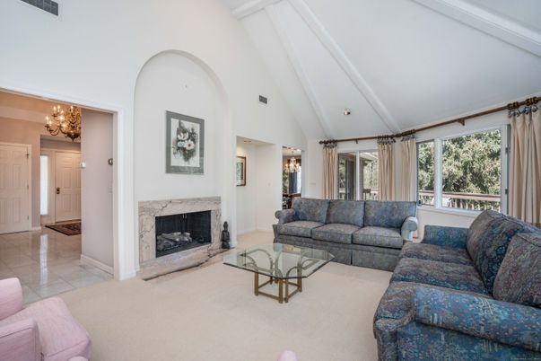 Chandelier, Fireplace, Interior, Living room