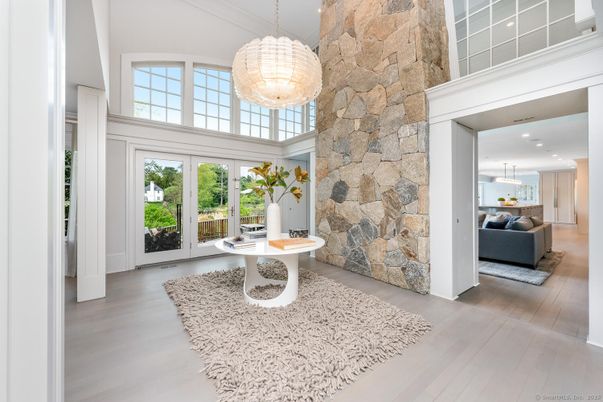 Interior, Pendant Lights, Recessed Lighting, Stone Walls, Wood Texture Flooring