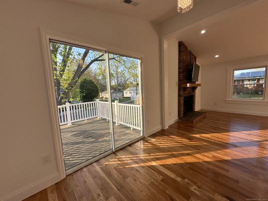 Fireplace, Interior, Recessed Lighting, Wood Texture Flooring