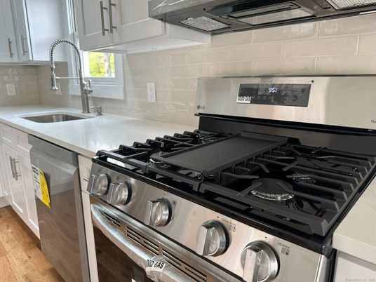 Interior, Kitchen, Stainless Steel Appliances, Wood Texture Flooring