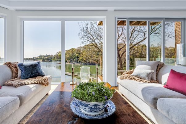 Interior, Sun Room, Water, Wood Texture Flooring