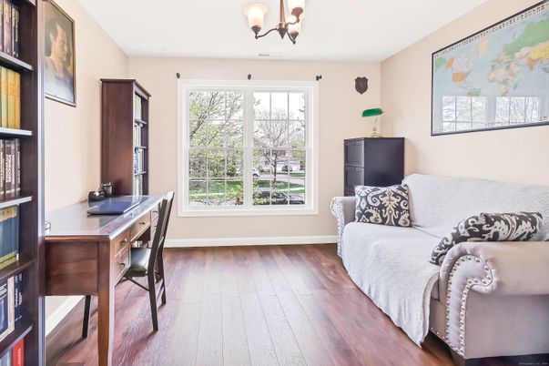Chandelier, Home Office, Interior, Wood Texture Flooring