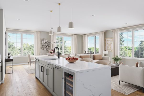 Dining room, Interior, Kitchen, Living room, Pendant Lights, Recessed Lighting, Wood Texture Flooring