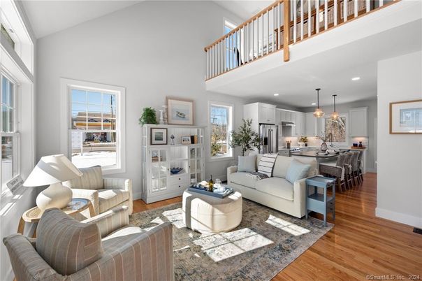 Dining room, Interior, Kitchen, Living room, Pendant Lights, Recessed Lighting, Stainless Steel Appliances, Wood Texture Flooring