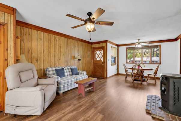 Dining room, Interior, Wood Texture Flooring, Wooden Walls